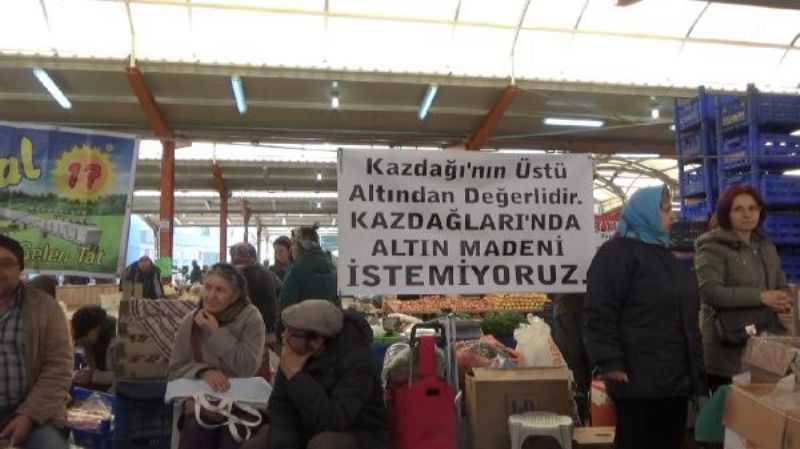 Pazarda, 'Kazdağları'nda Altın Madeni İstemiyoruz' Standı Açtılar