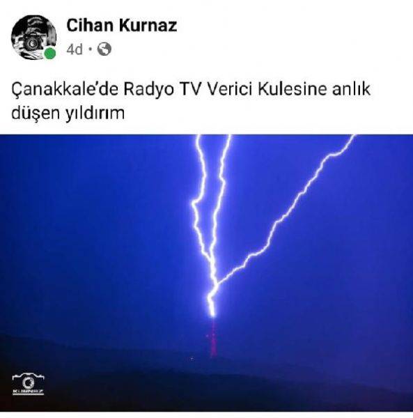 Televizyon Verici Kulesi Üzerine Düşen Yıldırımı Fotoğrafladı