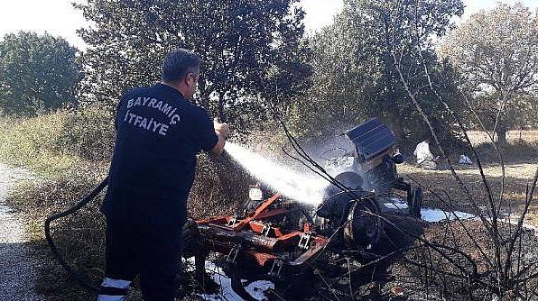 Otları Yakarken Alev Alan Traktörü Kullanılamaz Hale Geldi