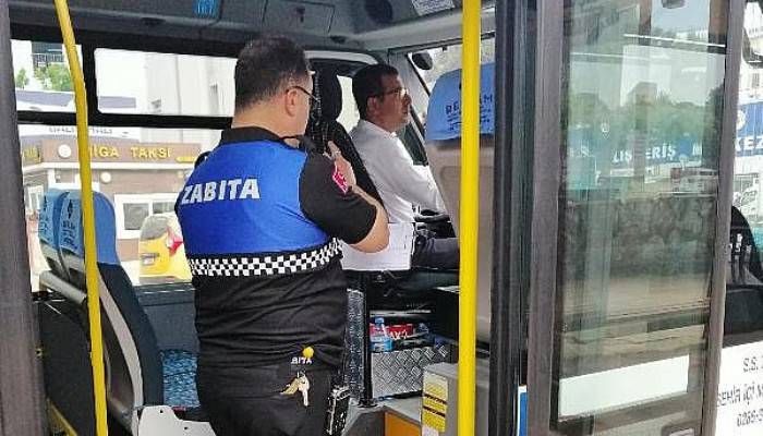 Biga'da Zabıta Ekipleri, Toplu Taşıma Araçlarını Denetledi