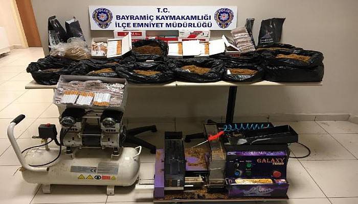 Bayramiç'te Sigara İmalathanesine Çevrilen Eve Polis Baskını