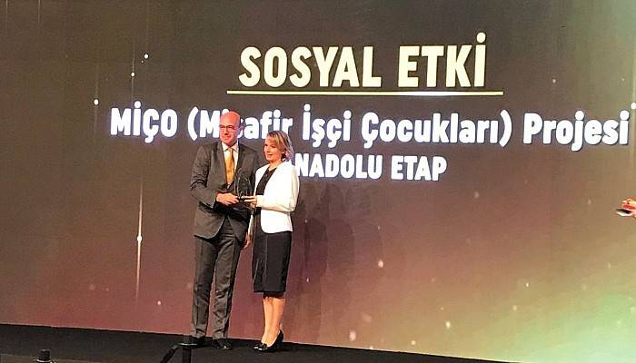 Anadolu Etap’ın MİÇO Projesi’ne ‘Sosyal Etki Ödülü’