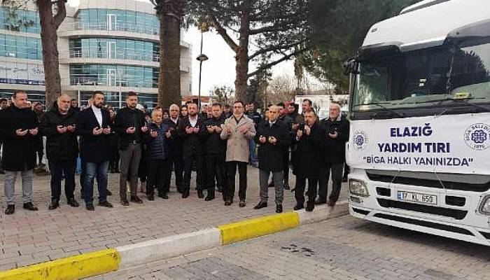 Biga'da Toplanan 1 TIR Dolusu İhtiyaç Malzemesi Elazığ Yolunda